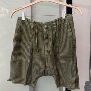 Free People Olive Striped Casual Shorts